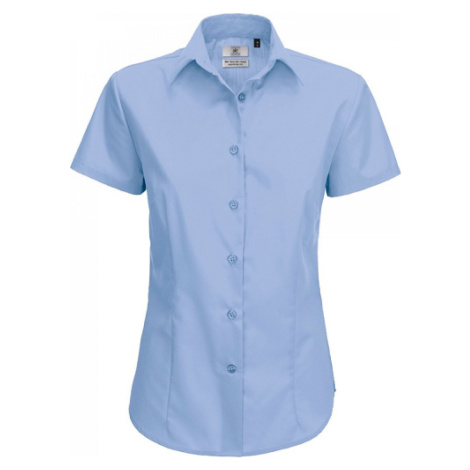 B&C Lehká dámská popelínová košile BC s krátkým rukávem a úpravou Easy Care