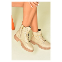 Fox Shoes Nude Stone Detail Women's Daily Boots