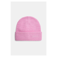 Vlněná čepice GANNI Soft Wool Beanie růžová barva, z tenké pleteniny, A6307