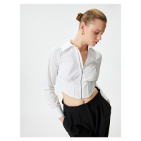 Koton Crop Shirt Zippered Corset Detail Cotton