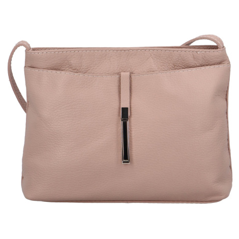 Trendy dámská malá kožená crossbody Simona, tělová Delami Vera Pelle