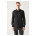 Avva Men's Black Buttoned Collar Basic 100% Cotton Slim Fit Shirt