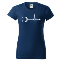 DOBRÝ TRIKO Dámské tričko s potiskem Tep stetoskop Barva: Půlnoční modrá