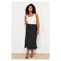 Trendyol Curve Black Polka Dot Herringbone Woven Skirt