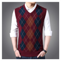 Pánská svetrová vesta pletená s asymetrickými vzory