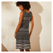 Blancheporte Úpletové šaty s grafickým vzorem, eco-friendly černá/bílá