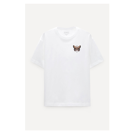 Oversized Tričko, Barva Bílá, s Potiskem Hendrix Moth Hedrix