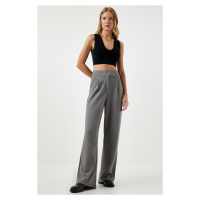 Happiness İstanbul Women's Smoky Waist Velcro Comfortable Woven Trousers