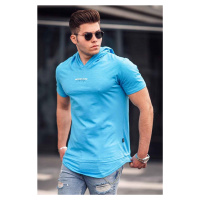 Madmext Men's Blue Basic Hooded T-Shirt 4460
