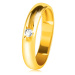 Prsten ve žlutém 14K zlatě se zaobleným povrchem, hvězdičkou a čirým zirkonem