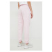 Bavlněné kalhoty adidas dámské, růžová barva, s aplikací
