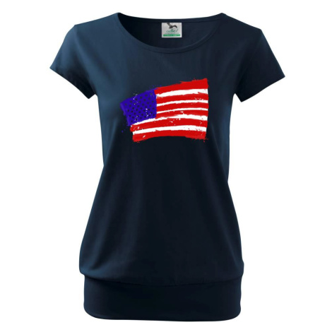 Americká vlajka ohnutá - Volné triko city