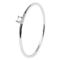 PDPAOLA Minimalistický stříbrný prsten se zirkonem White Solitary Essentials AN02-156