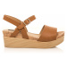 Hnědé letní sandály na dřevěné platformě MTNG