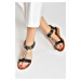 Fox Shoes Black Stone Detailed Women's Daily Sandals