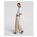 Kalhoty karl lagerfeld wide leg cotton pants w/ logo hnědá