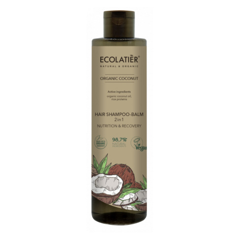 ECOLATIER - Šampon-balzám na vlasy 2v1, KOKOS, 350 ml, EXPIRACE Ecolatiér