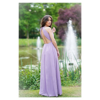 Světle fialové dlouhé šaty s holými zády Myriam