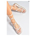 Fox Shoes Women's White Lace-Up Detailed Sandals