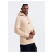 BASIC men's cotton sweatshirt kangaroo hoodie - beige V6 OM-SSBN-0161