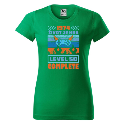 DOBRÝ TRIKO Dámské tričko s potiskem Život je hra Barva: Středně zelená