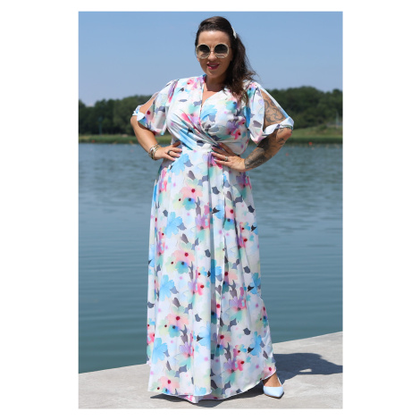 Dlouhé plus size psaníčkové šaty DRAGONA hladké a vzorované