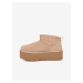 Béžové dámské semišové sněhule na platformě UGG Classic Ultra Mini Platform