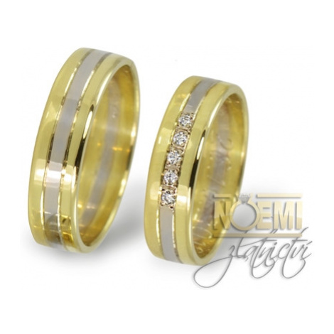 Snubní prsteny ze žlutého a bílého zlata 0101+ DÁREK ZDARMA