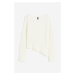 H & M - Žebrovaný svetr's asymetrickým dolním lemem - bílá