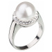 Stříbrný prsten s krystaly Swarovski a bílou perlou 35021.1