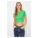 Trendyol Premium Green Viscose/Soft Fabric Crop Crew Neck Stretchy Knitted Blouse