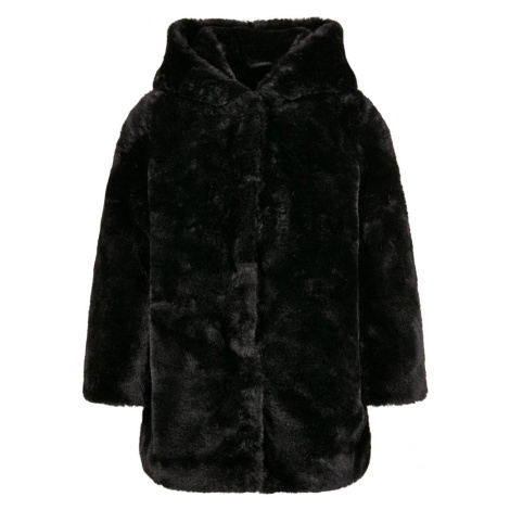 Girls Hooded Teddy Coat - black