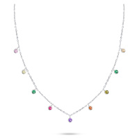 Brilio Silver Stříbrný náhrdelník s barevnými zirkony NCL60W
