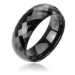 Lesklý wolframový prsten v černém odstínu - vybroušené kosočtverce, 8 mm