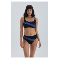Dagi Black Blue Striped Prosthetic Bikini Bottom