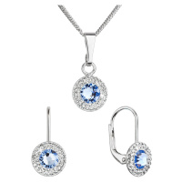 Evolution Group Sada šperků s krystaly Swarovski náušnice a přívěsek modré kulaté 39109.3 lt. sa