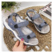 Kožené sandály na suchý zip Rieker W RKR458 modré