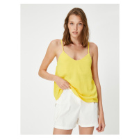 Koton V-Neck with Textured Straps Blouse