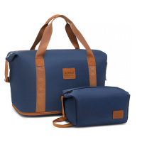 KONO set variabilní cestovní taška a kosmetická taštička - modro hnědá - 26L