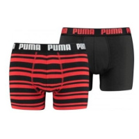 Puma HERITAGE STRIPE BOXER 2P Pánské boxerky, červená, velikost