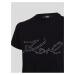 Černé dámské tričko KARL LAGERFELD Rhinestone Logo