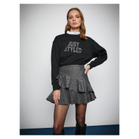 Koton Melis Ağazat X - Collar Detailed Shiny Printed Sweatshirt