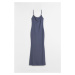 H & M - Žebrované šaty - modrá