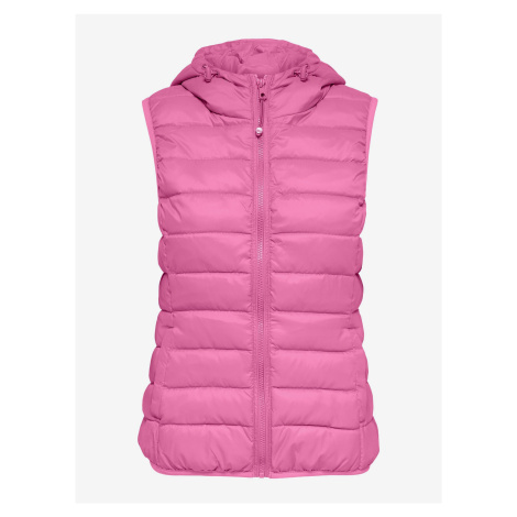Růžová dámská prošívaná vesta s kapucí ONLY New Tahoe