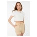 Trendyol Beige Elastic Waist Shorts & Bermuda