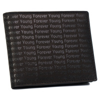 FOREVER YOUNG ČERNÁ KOŽENÁ PENĚŽENKA ZDOBENÁ RAŽBOU S MONOGRAMEM F016