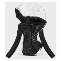 Dvoubarevná černá/ecru dámská bunda s kapucí (6318)