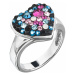 Stříbrný prsten s krystaly Swarovski mix barev srdce 35044.4 galaxy