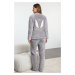 Trendyol Gray Back Embroidery Detailed Wellsoft Winter Knitted Pajamas Set