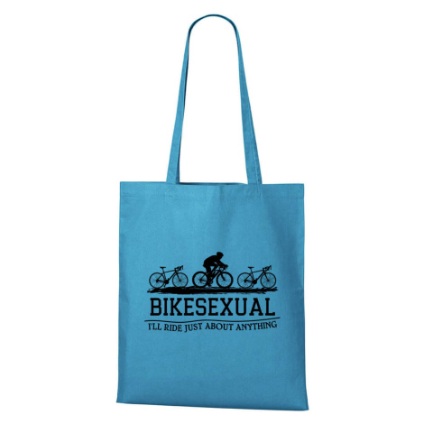 DOBRÝ TRIKO Bavlněná taška s potiskem Bikesexual Barva: Tyrkysová